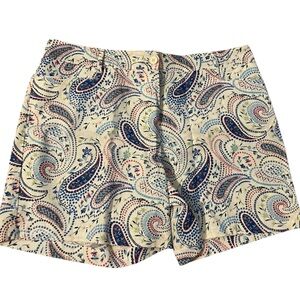 Talbots Linen Blend Paisley Shorts Women’s 14P Petite 6.5” Inseam Summer